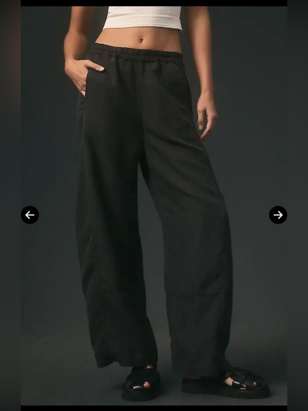 Pilcro Anthropologie Black Pull-On Cropped Barrel Pants Size M